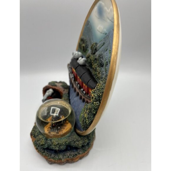 vintage 1999 3D train on Bridge  snowglobe Cadona  train engine Plate RARE - Picture 4 of 10